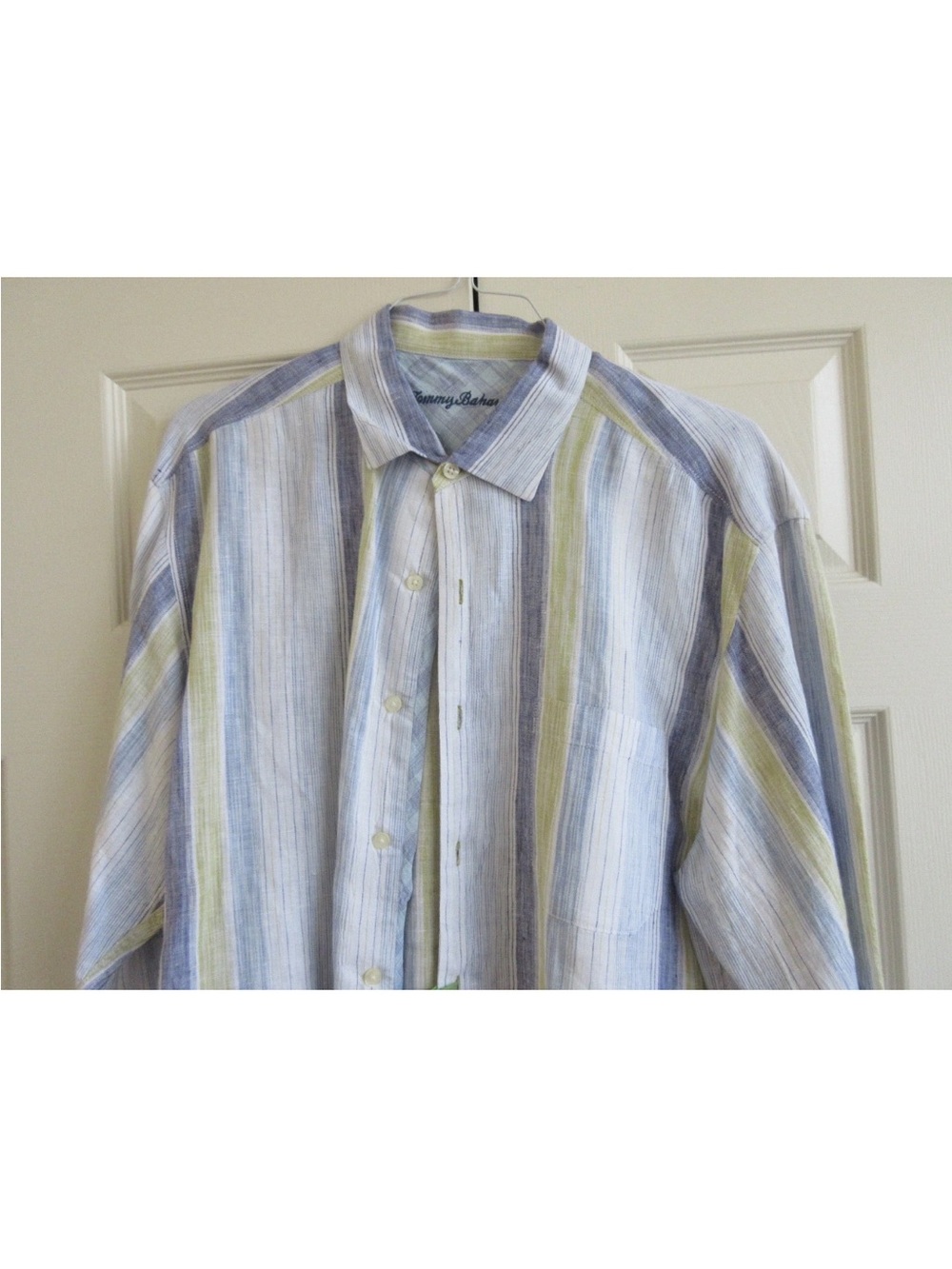 Tommy Bahama 100% Linen striped button down shirt
